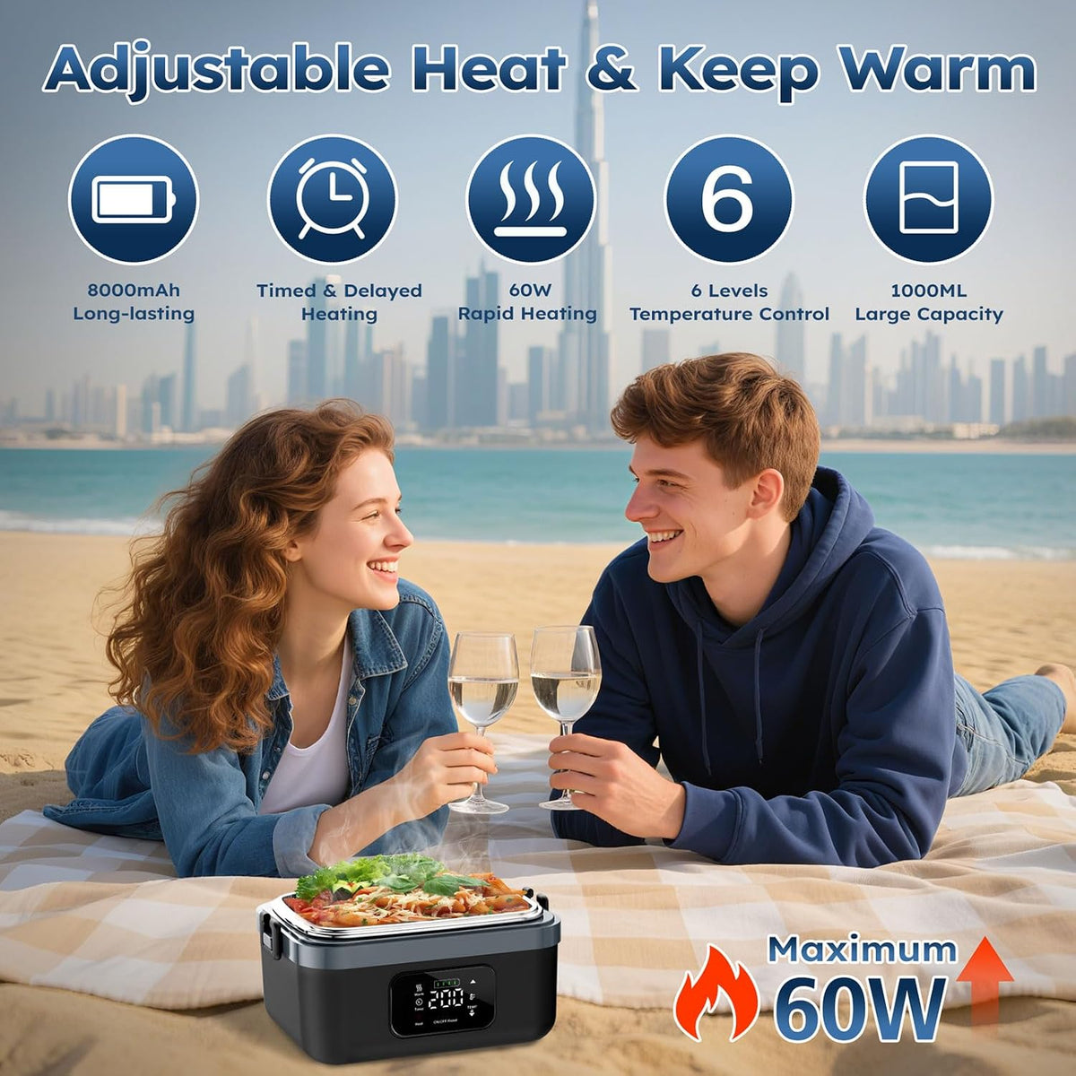 Rechargeable Cordless Electric Lunch Box for Adults